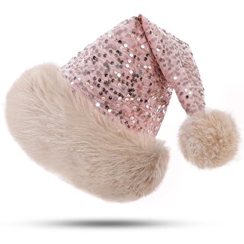 CITÉTOILE Erwachsener Weihnachtsmütze, Glänzende Nikolausmütze,...