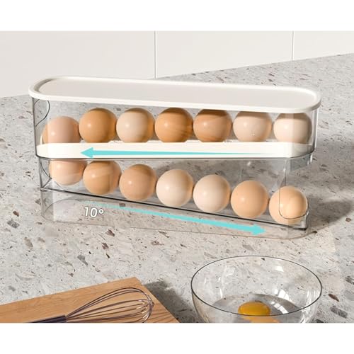 Platzsparender Eierhalter Auf Rollen Für Den Kühlschrank, Für 12 Große Eier, Stabiler, Transparenter PTE Mit Klappdeckel, Leicht Zugänglicher Aufbewahrungsspender Für Den Kühlschrank
