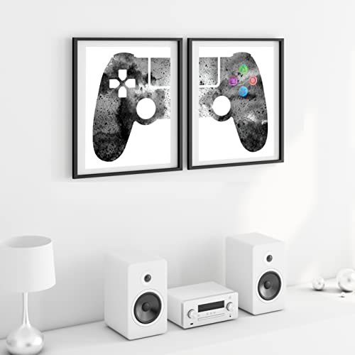 Gamer Room Decor Playstation Poster Wall Art - Watercolor Playstation Video Game Decor Art - Gamer Decor Print Posters For Boys Bedroom - Gaming Decor For Boys Room - Teen Gaming Room Decor Gifts -  Fortnite Room Decor Ps4 Ps5 Decor - Set Of 2 (8X10) Prints - Unframed #TOP1