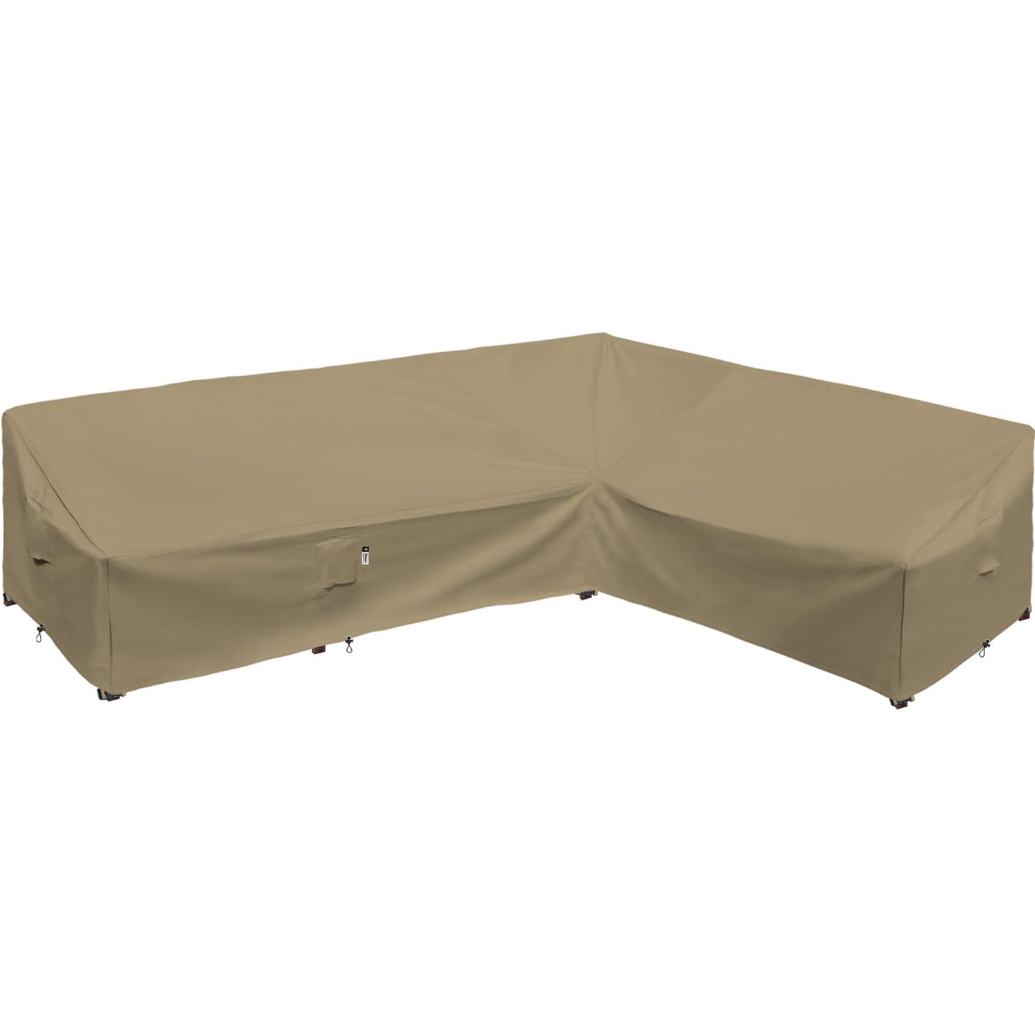 Heavy Duty Outdoor Sectional Sofa Cover, 120"X90" L-Shaped Waterproof 600D Patio Furniture Covers, Lawn Patio Couch Protector(Desert Khaki, L-Shaped-Right Facing-120 x90)