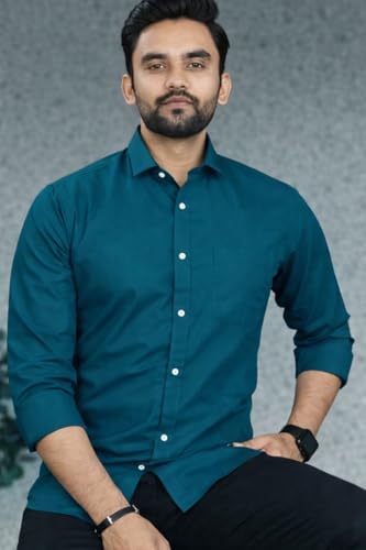 Image of Men Cotton Blend Full Sleeve Shirt for Man | Casual Business Party Festival Regular Fit, Long Sleeve with Chest Pocke | Formal Shirt for Men