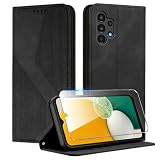 Coiwxmoi Cover per Samsung Galaxy A13 4G con 1 Vetro Temperato, Custodia Pelle PU con Carte, Magnetica Funzione Supporto, Case Protettiva a Portafoglio con Chiusura a Libro, Nero