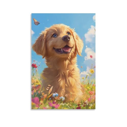 Tableau moderne Golden Retriever l'élégance canine en toile murale 40x60