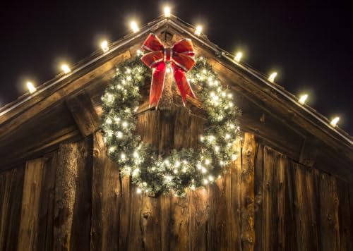 Nuit Noël ferme décor photo 5.2x3m pour des souvenirs inoubliables
