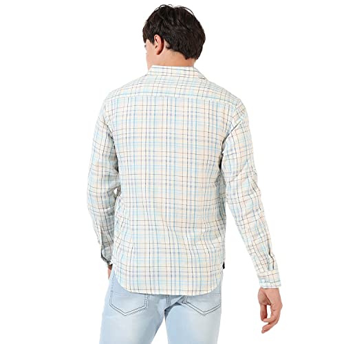 Image of CAHOOT Men's Button Up Shirt for Casual Wear | Regular Fit | Poly Lycra Shirt Crafted with Short Sleeve & Enhanced Stretch Comfort Fit for Everyday Wear