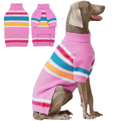 IECOii XXL Dog Sweaters - Turtleneck Pullover for Extra Large Dogs, Pink, XXL XX-Large Pink