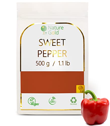 Pimiento Dulce | 500g | 100% Natural & Vegano | Sin GMO | Sin Azúcar y Sin Aditivos ~*~ Cover