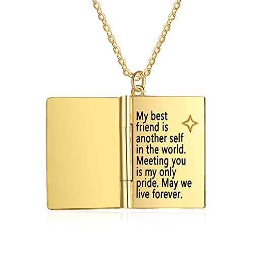 Custom Love Letters Necklace For Women Personalized Engraving Text Book Pendent Necklace Envelope Necklace Book Locket Necklace That Hidden Message Customized Jewelry Gifts For Women (Style 3) #TOP5