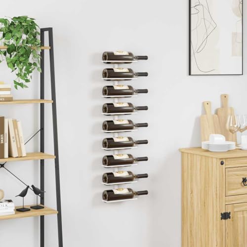 Soporte de vino de hierro blanco para 9 botellas miniatura 3