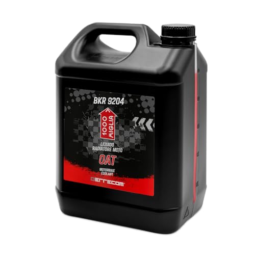 Errecom 1000 Miglia BKR 9204 Líquido Radiador Moto Oat -38 °C/+125 °C, anticongelante Listo para Usar con inhibidor orgánico Oat, 5 litros - Rojo