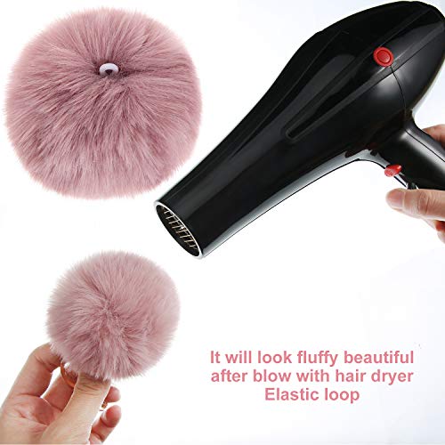 4 Pieces 3 Inch Pom Pom Keychains Faux Fur Pompom Ball Keyrings With Snowflake (Black, Gray, White, Pink) #TOP3