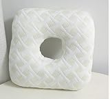 BORDEAG Piercing de almohada, 28 × 28 × 7 cm, cojín con agujero, cojín Oreille eficaz alivio del dolor de oído, para dormitorio y oficina, relleno de algodón PP blanco lechoso