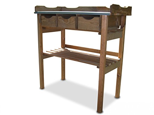 GartenDepot24 Pflanztisch mit 3 Schubladen aus Holz braun B78 x T38 x H82 cm Cover