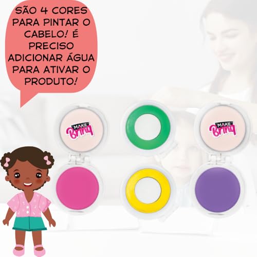 Kit Maquiagem Mechas Coloridas Pinta Cabelo Adesivo Unha