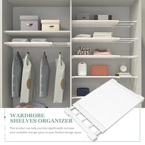 Erweiterbar Kleiderschrank Einlegeböden, 24cm Breite Verstellbares Ausziehbarer Schrankregal, Nagelfrei Teleskop Regaltrenner für Kleiderschrank Schrank Küche Badezimmer Bücherregal, Länge 50-80cm