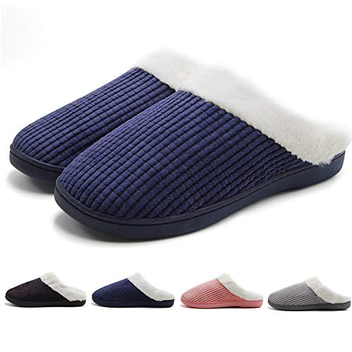 Hombre Mujer Zapatillas de Espuma de Memoria Interior Suave Algodón Zapatilla Ultraligero cómodo y AntideslizanteMujer Hombres Casa Zapatos Azul 38/39 EU
