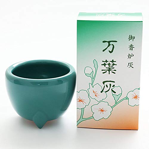 京仏壇はやし 仏具 【浄土真宗本願寺派専用】土香炉 万葉灰セット 3寸 【仏具拭きミニクロスセット】