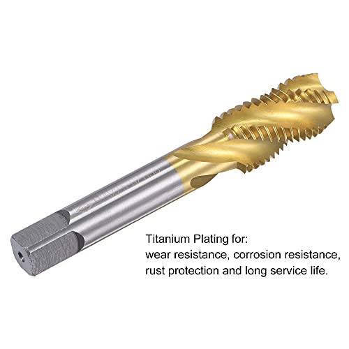sourcing map Gewindebohrer mit Spiralnut M20 x 2.5 Schnellarbeitsstahl Titanbeschichteter Maschinengewindebohrer 4 Schneidiges Gewindeschneidwerkzeug H2 Toleranz