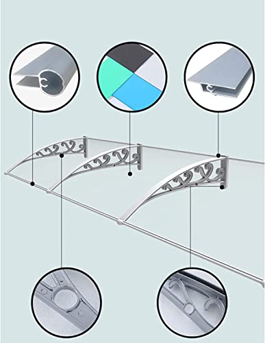Outdoor Window Door Awning Polycarbonate Porch Awning,Strong Arched Rain Shelter Patio Cover Roof Protecting,Impact Resistant Plastic Bracket,For Front Back Home Door 23.3.16 (Size : 80X200Cm) #TOP5