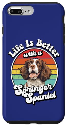 Vintage Retro Life Is Better With A Springer Spaniel Lover �X�}�z�P�[�X iPhone 7 Plus/8 Plus �p