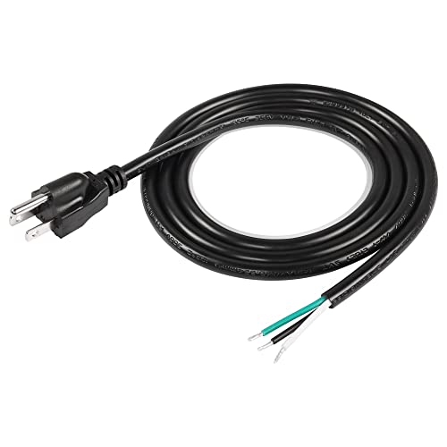 CERRXIAN 4FT 18 Gauge 3 Prong Heavy Duty Replacement Power Cord Cable 13A 110V NEMA 5-15P Male Plug to 3 Prong Open Pigtail Wire for Universal AC Appliance and Power Tool