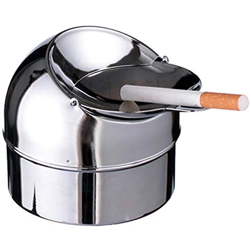 marion10020 Klapp-Aschenbecher Klappaschenbecher Ascher Klappascher Windaschenbecher, aus verchromtem Metall, silberfarben, mit praktischem Deckel