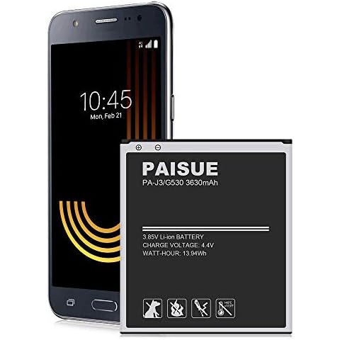 Galaxy J3 Battery, Upgraded 3630mAh Replacement Battery for Samsung Galaxy J3 J320A J320V J320F J320P J327A J327P EB-BG530BBC EB-BG530BBE, Galaxy On5 Battery, Galaxy Grand Prime SM-G530 Battery Cover