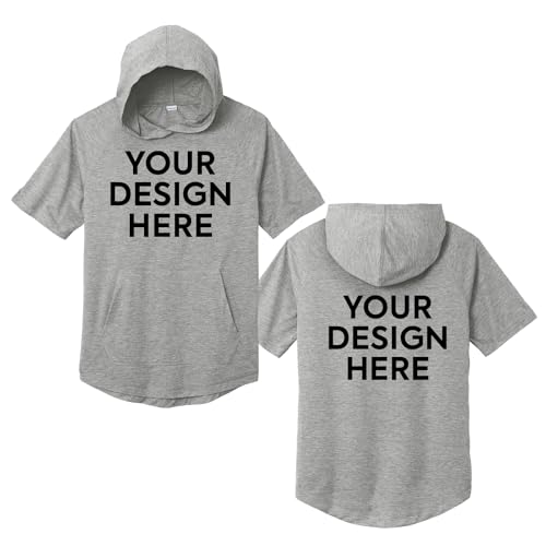 Custom Short Sleeve Hoodie, Personalized Performance Hoodie, Customizable Front Back Print On Demand