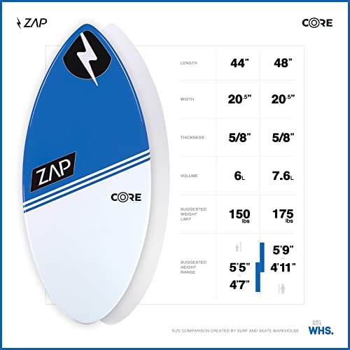 Zap Skimboards Zap Core C-Series Skimboard for Beginner to Intermediate Riders, 44 Inch Blue - Thumbnail 3