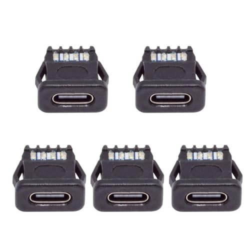 CY 5pcs/Set DIY OEM Type C Female Socket Connector to 6Pin PCBA Pinout Rectangle Latch Mount Type DC 5V/20V PD Power IP67