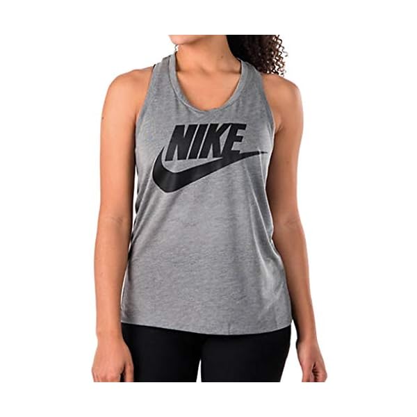 Nike-Sportswear-Womens-Essential-Tank-Top-Dark-Grey-HeatherBlack-BQ6828-091 Nike Sportswear Womens Essential Tank Top Dark Grey Heather/Black BQ6828-091 (Small)