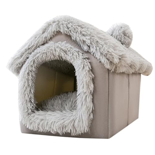 Cuccia per Cani Chiusa, Cuccia per Cani in Peluche Morbida e Calda con Grotta di Copertura Rimovibile Lavabile Tipo di Tenda Capanne per Animali Domestici da Interno M 15, 8x13, 8x15