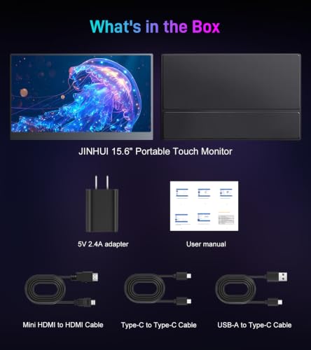Image of 15.6 Inch Portable Monitor Touchscren,USB-C Travel Monitor(dark inky) | 1920*1080 Resolution,1000：1,Fast response,16:9,300cd /m Brightness,60%NTSC,60HZ Refresh Rate.