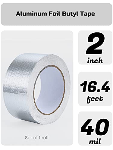 Lichamp Aluminum Butyl Tape, Waterproof Butyl Aluminum Foil Tape 2 Inches X 16.4Ft For Rv Repair, Roof, Window Patch, Boat And Outdoor Pipe Sealing #TOP1