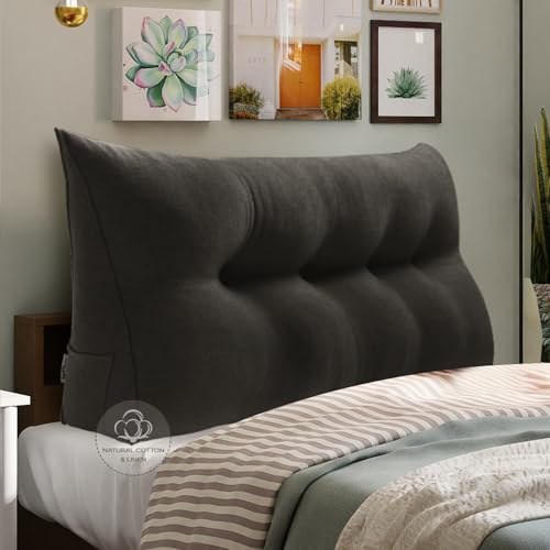 WOWMAX Wedge Headboard Pillow Full Reading Pillow for Dorm Bed, Deep Grey