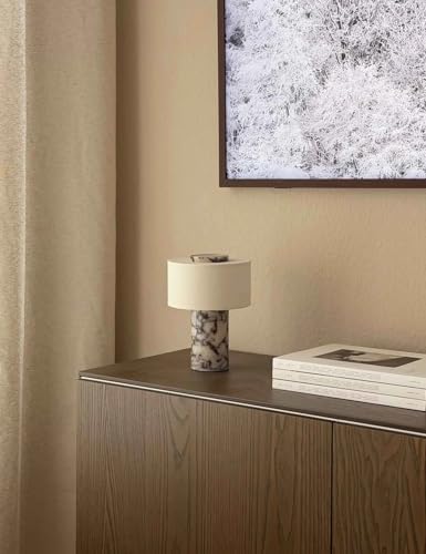 BSOD Marble Lamp, Stone Table Lamps Rechargeable Modern Decorative Touch Dimmable Cordless Luxury Design Bedside Lamp for Home Decor, Bedroom, Living Room & Office (Rechargeable Calacatta Viola Lamp) - image 9