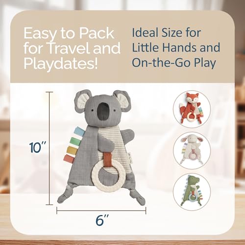 Itzy Ritzy - Bitzy Crinkle Sensory Toy for Babies & Toddlers — Features Crinkle Sound, Soft Braided Teething Toy Ring & Textured Ribbons — Gender Neutral Baby Item for Ages 0 Months & Up, Koala