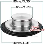 3.35 Inch Garbage Disposal Stopper, Stainless Steel Garbage Disposal Plug Fits Standard Kitchen Drain Size of 3 1/2 Inch, for Insinkerator, Kohler and More