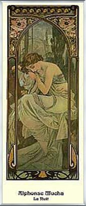 Amazon.co.jp: ポスター アルフォンス ミュシャ 夜の安らぎ 額装品