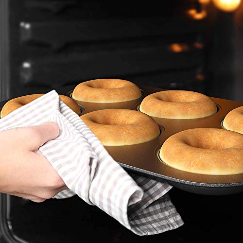 Donut Baking Pans, ENLOY Non-Stick 6-Cavity Donut Pan, BPA Free Carbon Steel Cake Baking Pan, Dishwasher Safe, Set of 2