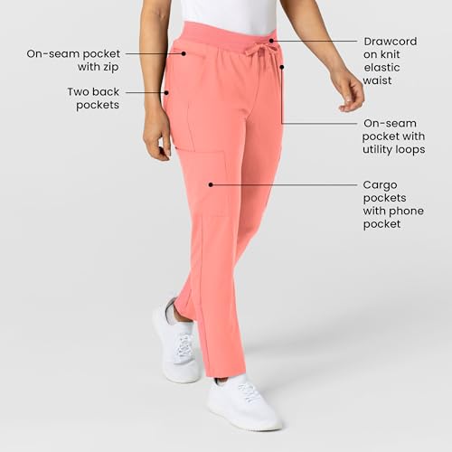 Image of Wink W123 Women's Flex-n-Reach Track Scrub Pant, Black, Large Petite