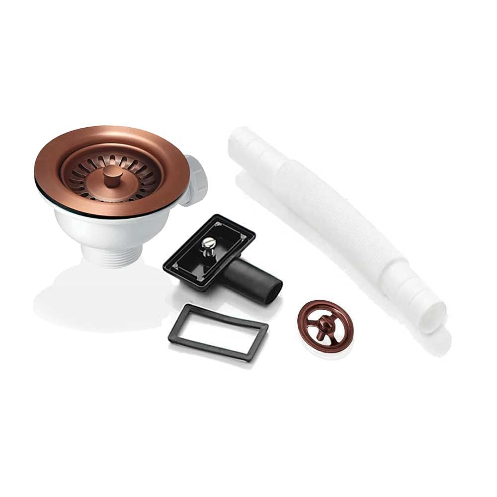 90mm Antique Copper Waste & Overflow for Astini RAK Rangemaster Ceramic Sink