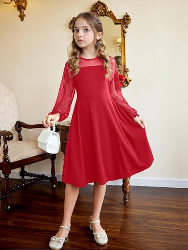 IFFEI Girls Dresses Puff Mesh Sleeves Short A-Line Dress for Party Wedding Guest3