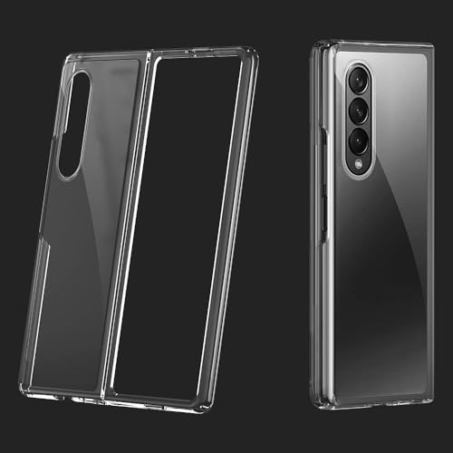 Image of amazon basics Compatible with Samsung Galaxy Z Fold 3 Case Cover Transparent Non-Slip Hard PC Shockproof Bumper Protective Back Cover - Clear