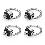 Wulankd 4 Pack Stainless Steel D Ring Screw Hinged Holder, 1/4'-20 Thread, Camera Fixing Screw Camera Carabiner Clip for Tripod DSLR Camera, Quick Release Wrist Strap Sling，Silvery