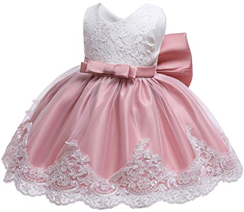Jup'elle Baby Girls Party Dresses Birthday Wedding Little Flower Girl Formal Dress Bowknot Baptism Tutu Pink Dress For Babies 12 Months #TOP3