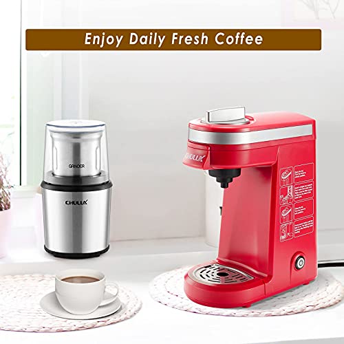Chulux Single Serve Coffee Maker With Electric Wet & Dry Coffee Coffee Grinder,One Button Operation With Capacity 5 To 12 Ounce,Red #TOP4