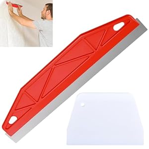 12 Inch Paint Edger Tool, Paint Shield for Cutting in, Painting Tools with 1 Pcs Plastic Scrapers, for Removing Wallpaper Paint, Filling Putty, Repairing Drywall and Plaster Scraping