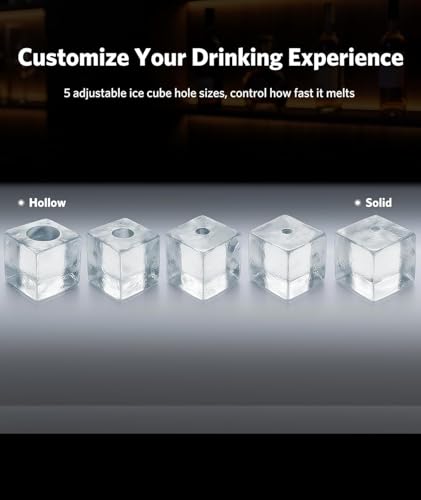 Image of Electactic Clear Ice Cube Makers- Produces 9 Large, 1.6 inch Clear Ice Cubes per Hour, 24H Timer, Self-Cleaning, 5 Ice Cube Sizes for Cocktails, Whiskey & Bourbon