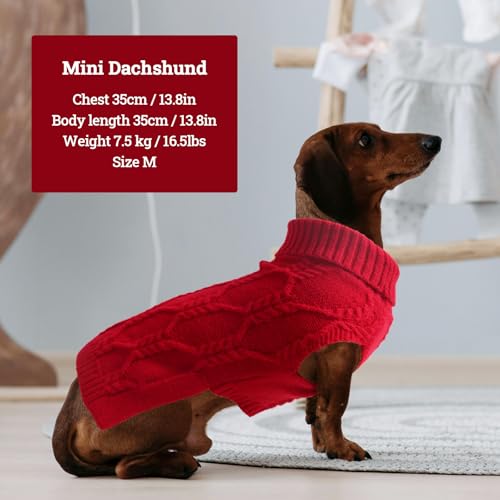 LiebeDD Hundepullover für Kleine Hunde, Sleeveless Rollkragen Hundepulli Winter Warm Gestrickter Pullover Weicher Pullover Weihnachten Katzenpullover für Französische Bulldogge, Rot, XL